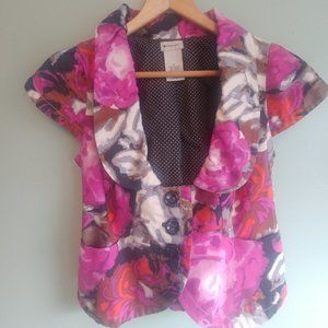 Elevenses linen cotton Y2K floral vest top sz 8